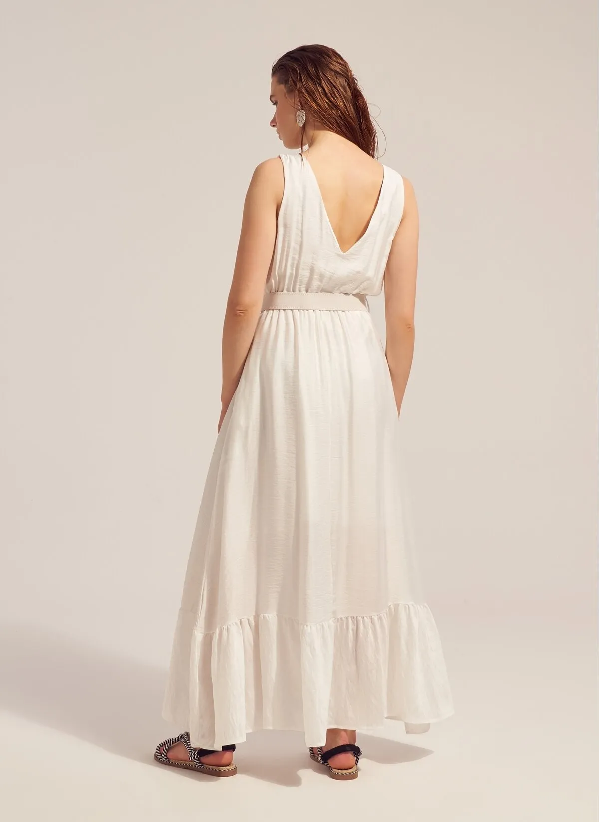 13551 Off-White Light Crinkle Dress