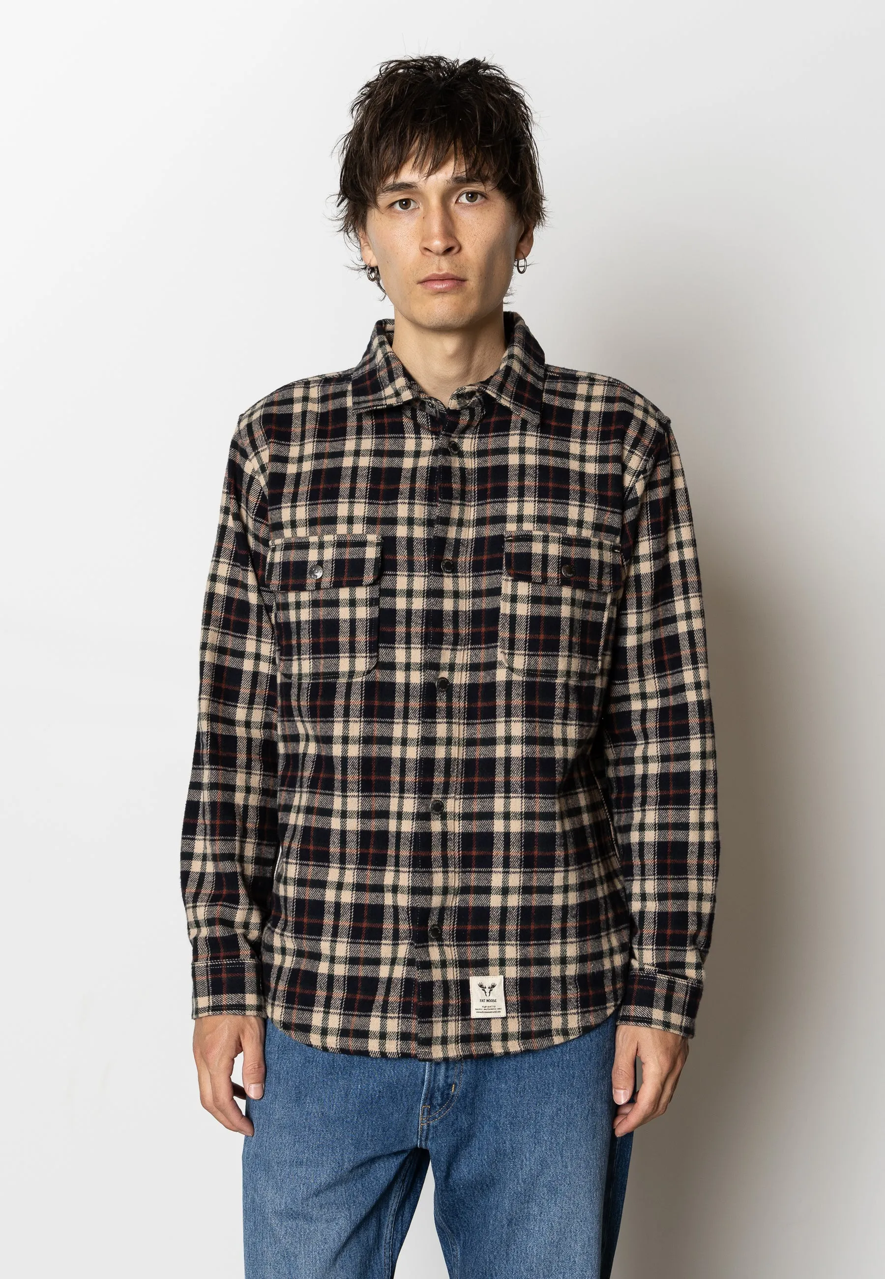 ADRIAN COTTON SHIRT - Dark Navy/Ecru