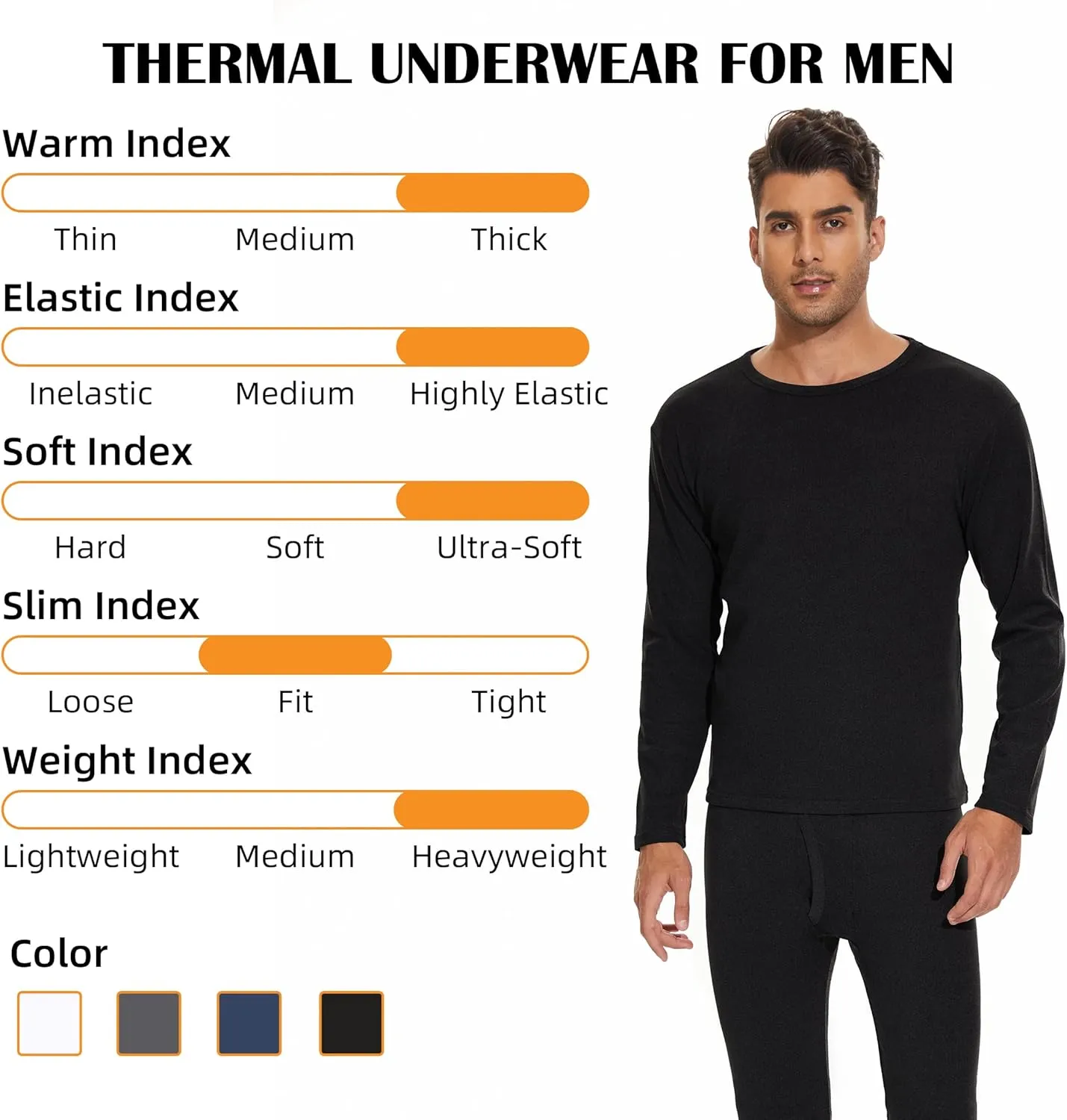 American Trends Thermal Underwear for Men Heavy Weight Long Johns Base Layer Set with Fleece Lined