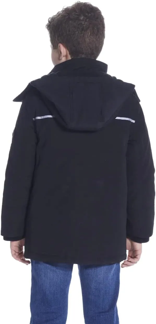 Andy & Evan Boys' Reflective Hooded Parka with Removable Hood, Winter Coat Jacket For Kids