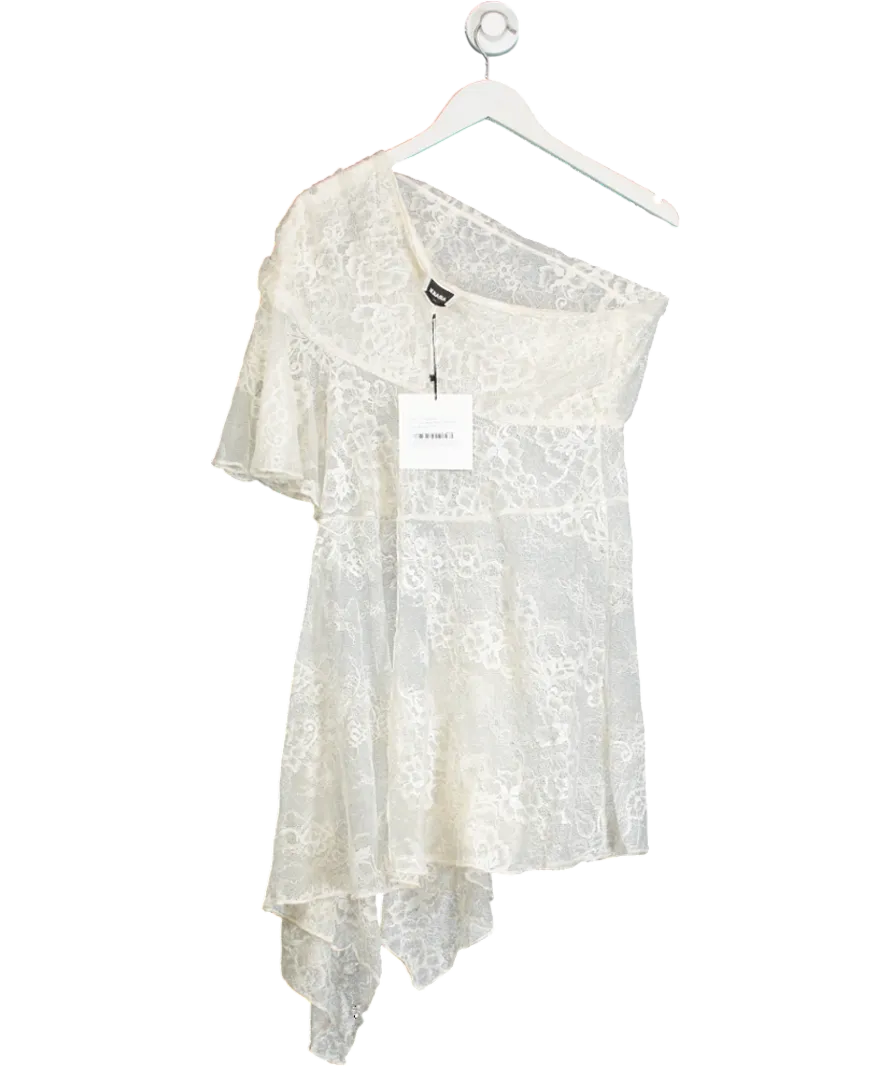 ARAKII Cream Asymmetrical Lace Skirt UK M