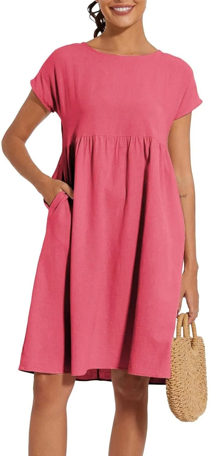 Boho Linen Dress Women Maxi Summer Beach Desses 2025 Dressy Casual Vacation Loose Sundresses Plus Size Spring Outfits