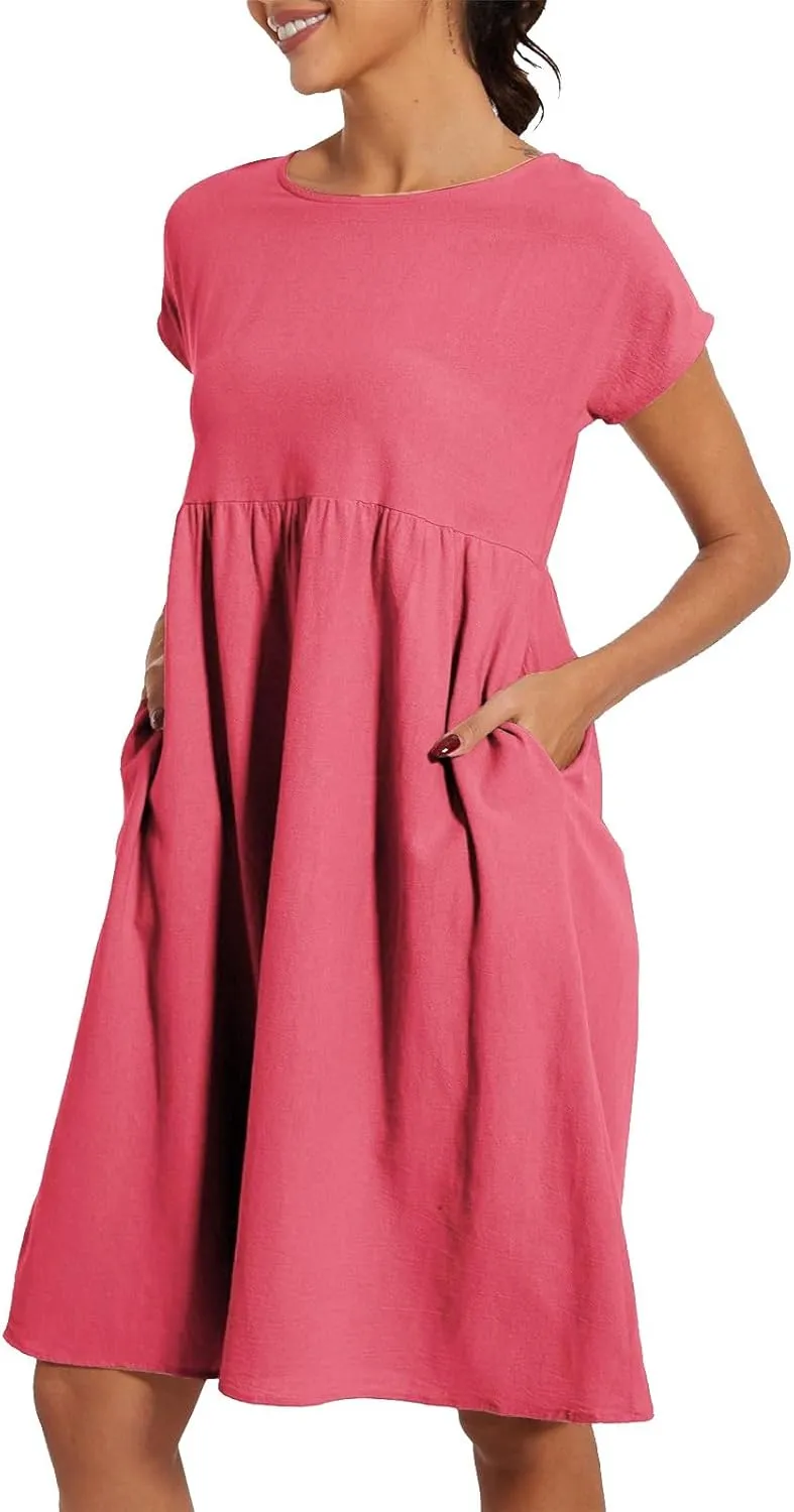 Boho Linen Dress Women Maxi Summer Beach Desses 2025 Dressy Casual Vacation Loose Sundresses Plus Size Spring Outfits