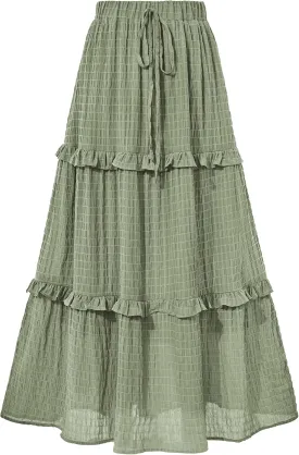 BTFBM Women's Long Summer Skirt 2025 Elegant High Waist Cocktail Party Wedding Guest Dress Flared A-Line Midi Skirts
