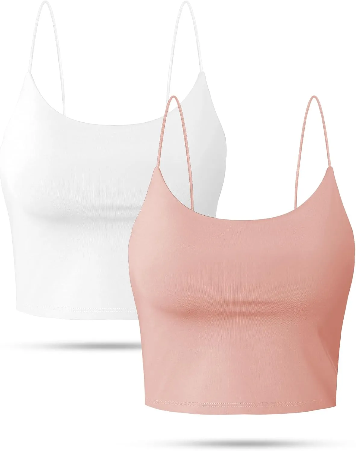 Buauty 2 & 4 Packs Crop Tank Top for Women, Basic Solid Cropped Double Layer Spaghetti Strap Short Sleeveless Camisole