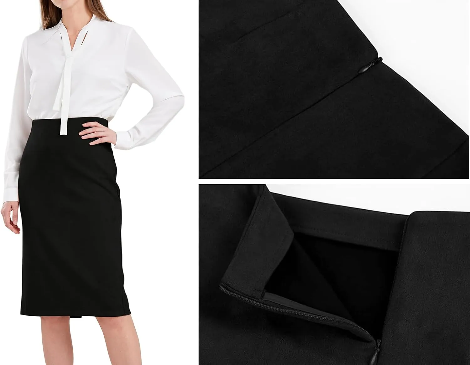 CHARTOU Womens Lightweight Elastic-Waist Faux Suede Leather Side Split Hip Packaged Skirt