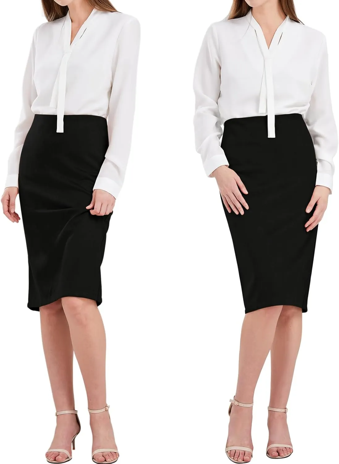 CHARTOU Womens Lightweight Elastic-Waist Faux Suede Leather Side Split Hip Packaged Skirt