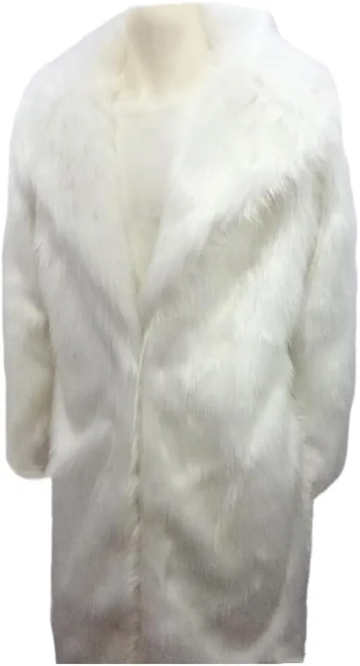 Colf Men's Winter Long Sleeve Turn Collar Faux Fur Coat Outwear Long Parka Jacket Overcoat