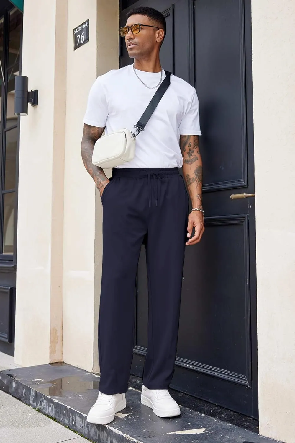 COOFANDY Men's Cotton Sweatpants Open Bottom Lounge Pants Lightweight Casual Jogger Pants with Pockets