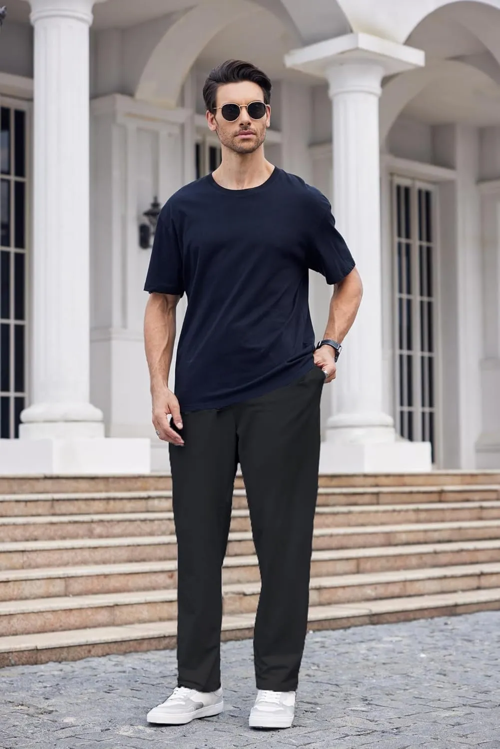 COOFANDY Men's Cotton Sweatpants Open Bottom Lounge Pants Lightweight Casual Jogger Pants with Pockets