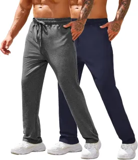 COOFANDY Men's Cotton Sweatpants Open Bottom Lounge Pants Lightweight Casual Jogger Pants with Pockets
