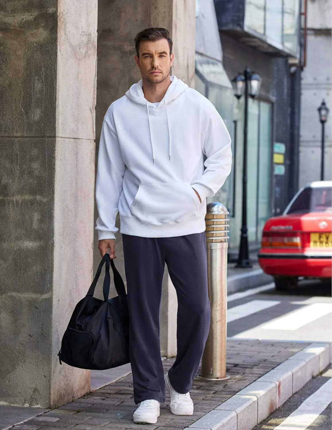 COOFANDY Men's Cotton Sweatpants Open Bottom Lounge Pants Lightweight Casual Jogger Pants with Pockets