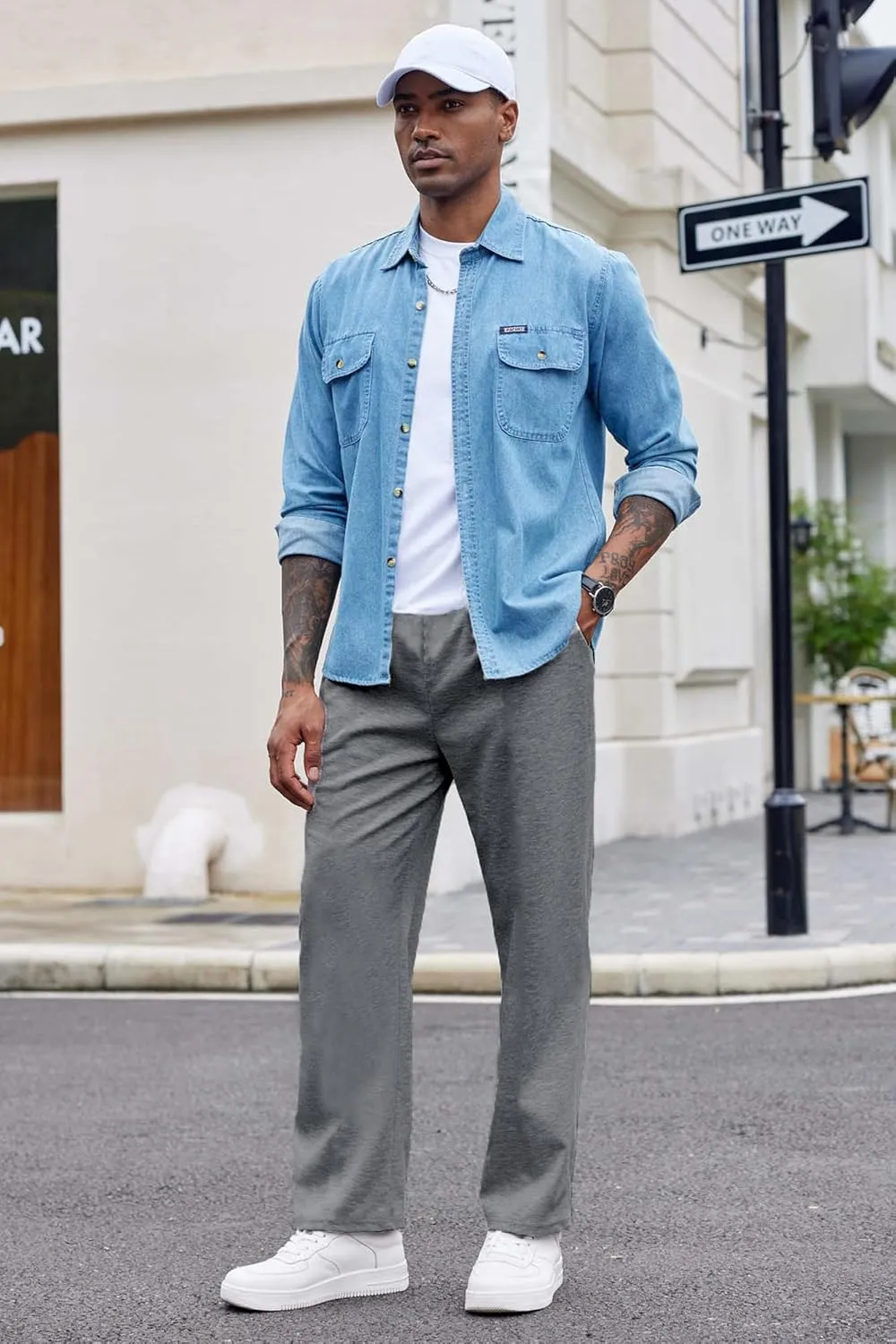 COOFANDY Men's Cotton Sweatpants Open Bottom Lounge Pants Lightweight Casual Jogger Pants with Pockets