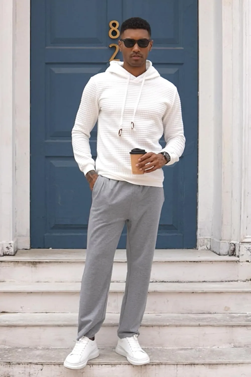 COOFANDY Men's Cotton Sweatpants Open Bottom Lounge Pants Lightweight Casual Jogger Pants with Pockets