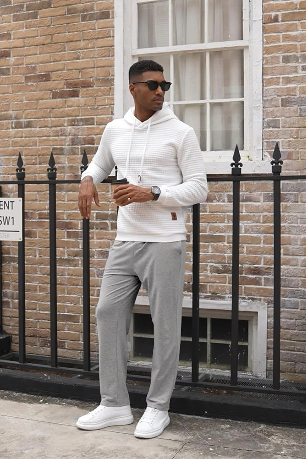 COOFANDY Men's Cotton Sweatpants Open Bottom Lounge Pants Lightweight Casual Jogger Pants with Pockets