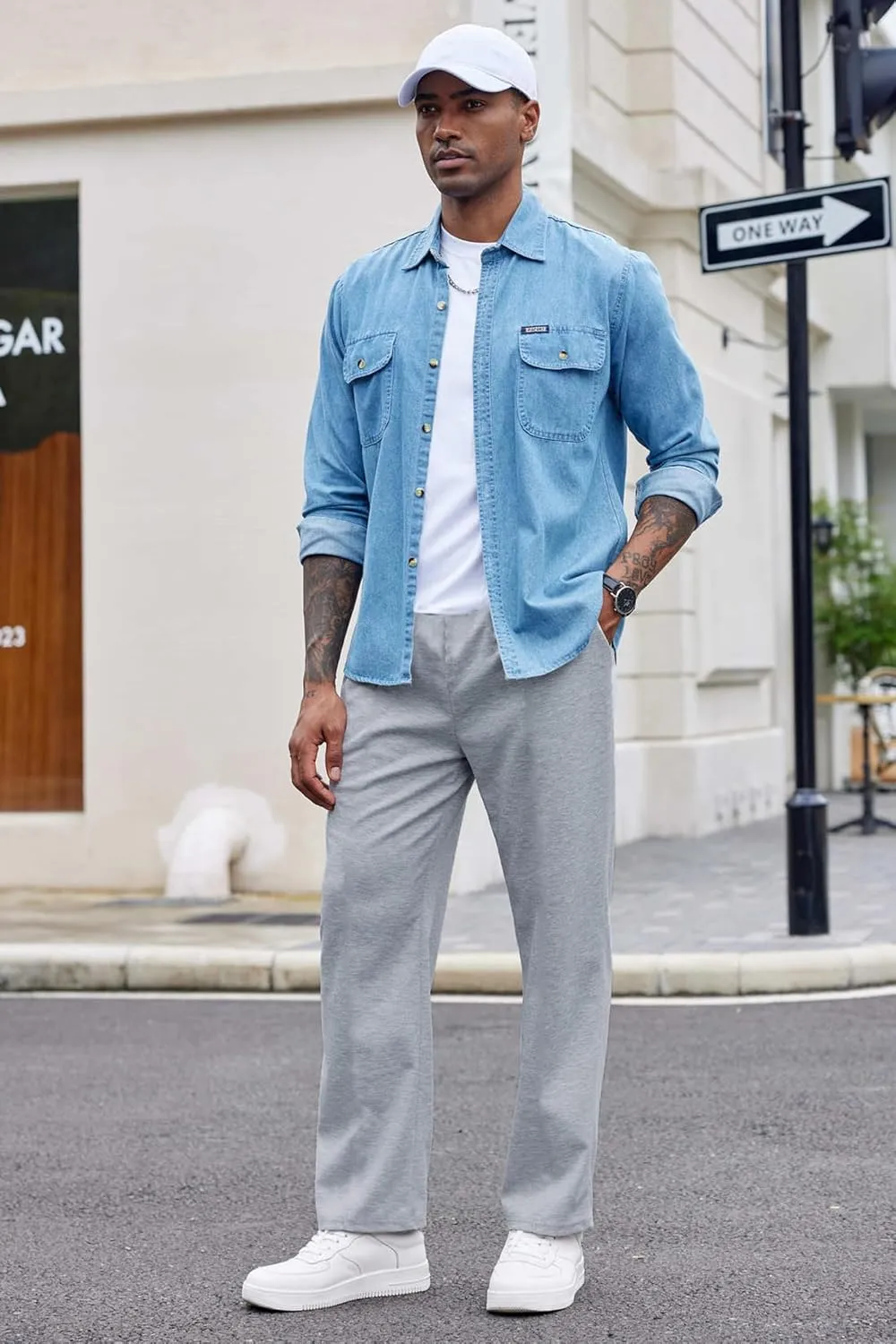 COOFANDY Men's Cotton Sweatpants Open Bottom Lounge Pants Lightweight Casual Jogger Pants with Pockets