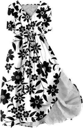Dresses for Women 2025 Tie Swing Spring Summer Maxi Dress Short Sleeve Womens Summer