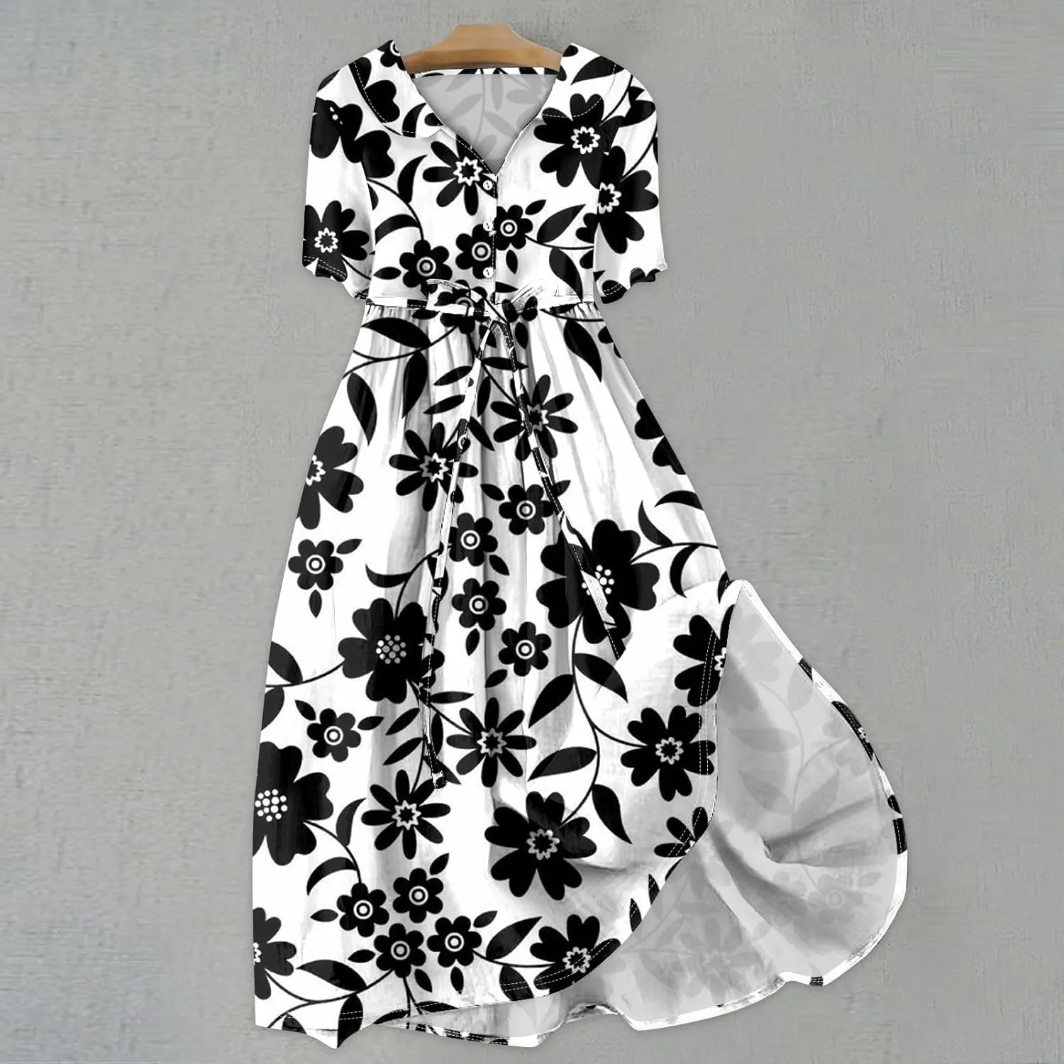 Dresses for Women 2025 Tie Swing Spring Summer Maxi Dress Short Sleeve Womens Summer