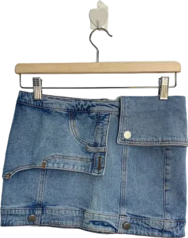 FashionNova Blue Asymmetrical Denim Mini Skirt S