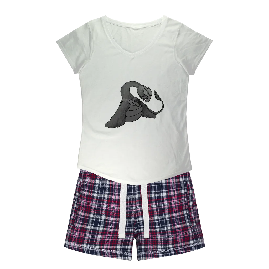Ghoulaba Women's Sleepy Tee and Flannel Short