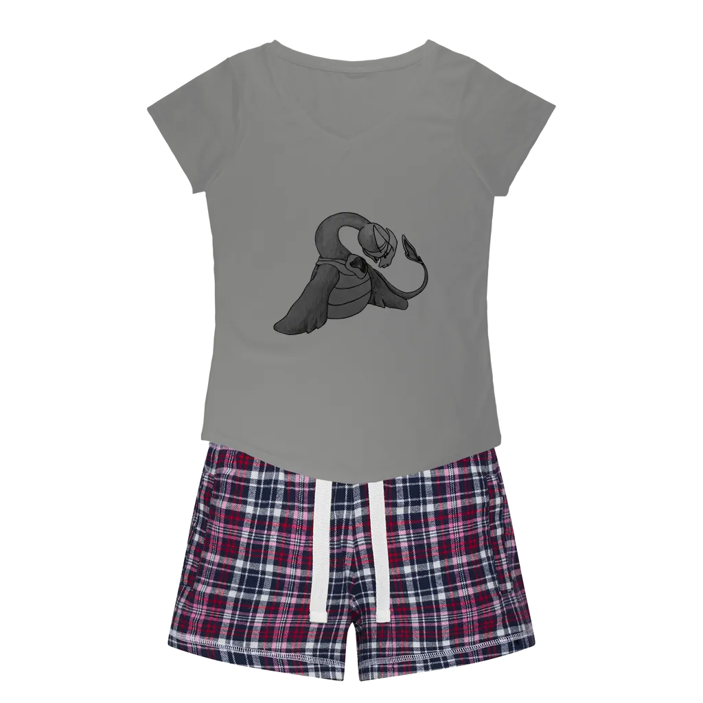Ghoulaba Women's Sleepy Tee and Flannel Short