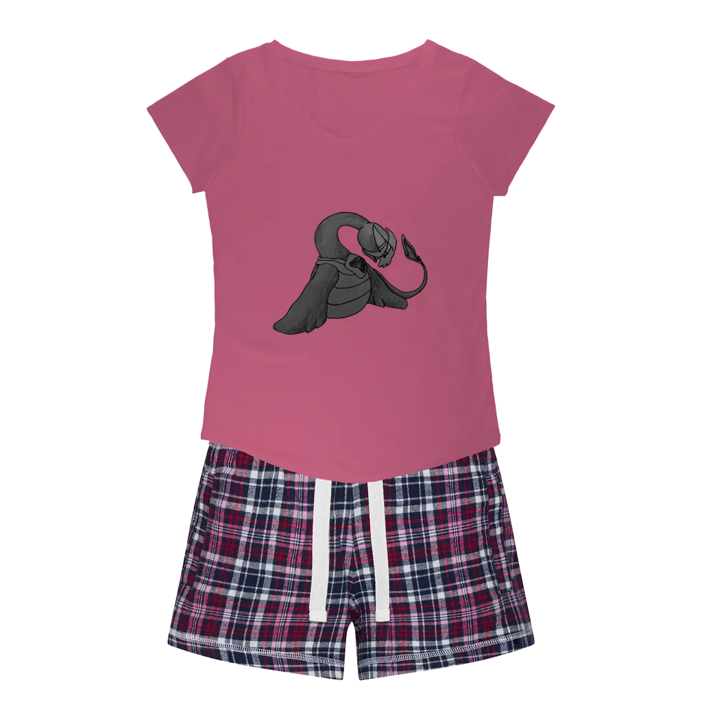 Ghoulaba Women's Sleepy Tee and Flannel Short