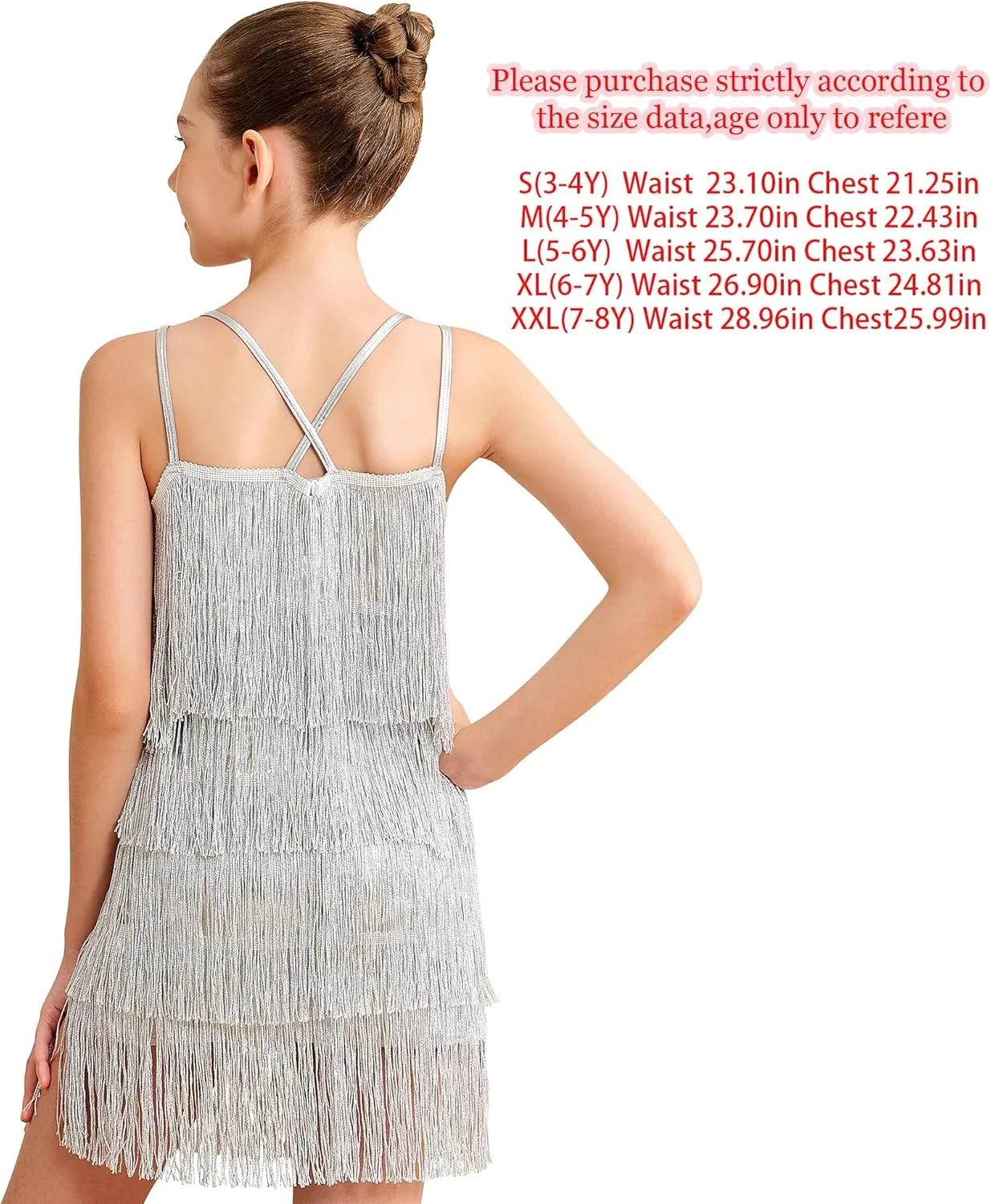 Girls Latin Tassel Dance Dress Sequin Fringe Skirt Sparkly Camisole Dancewear