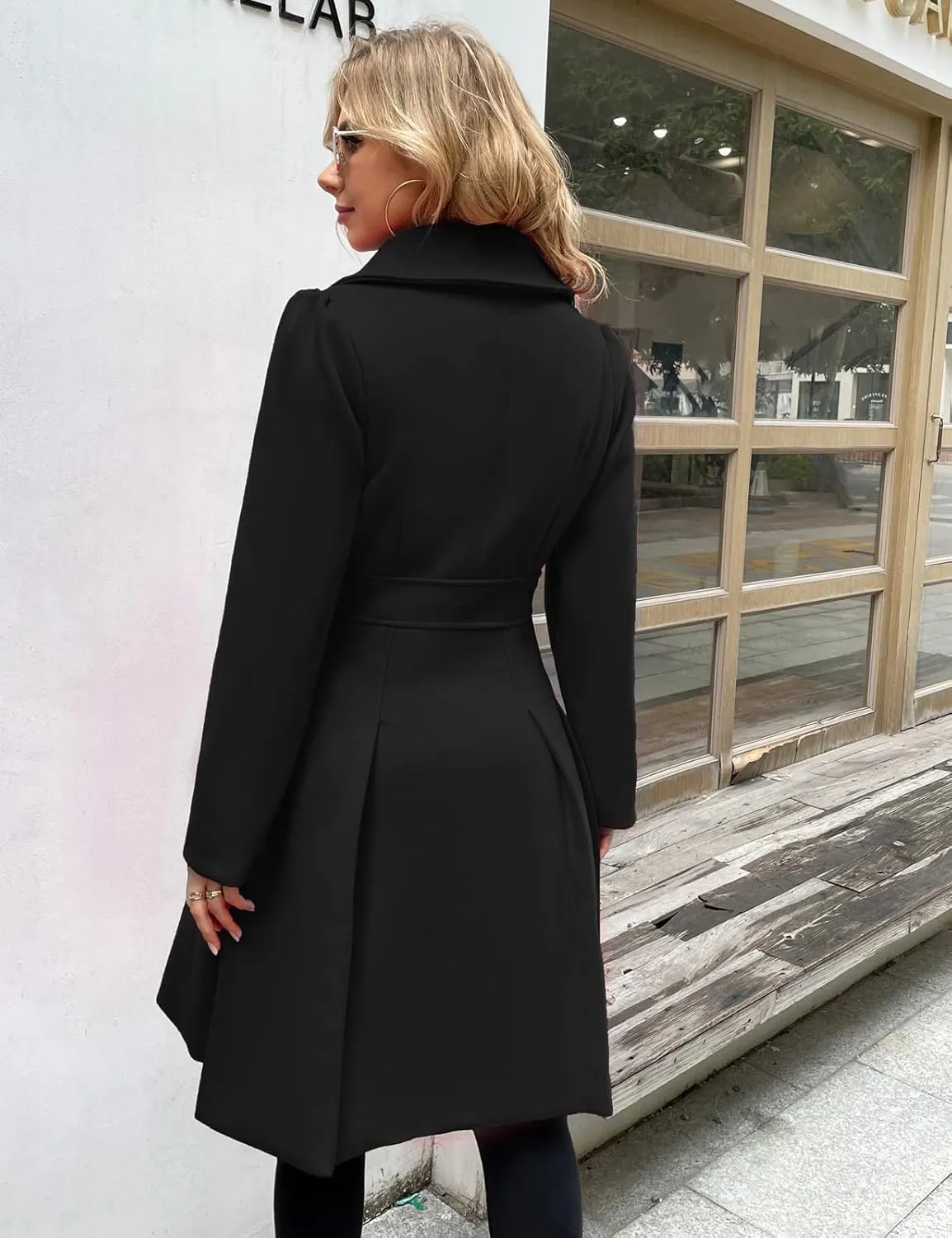 GRACE KARIN 2024 Women's Fashion Trench Coat Notch Lapel Double Breasted Thick A Line Pea Coats Jacket with Pockets(S-2XL)