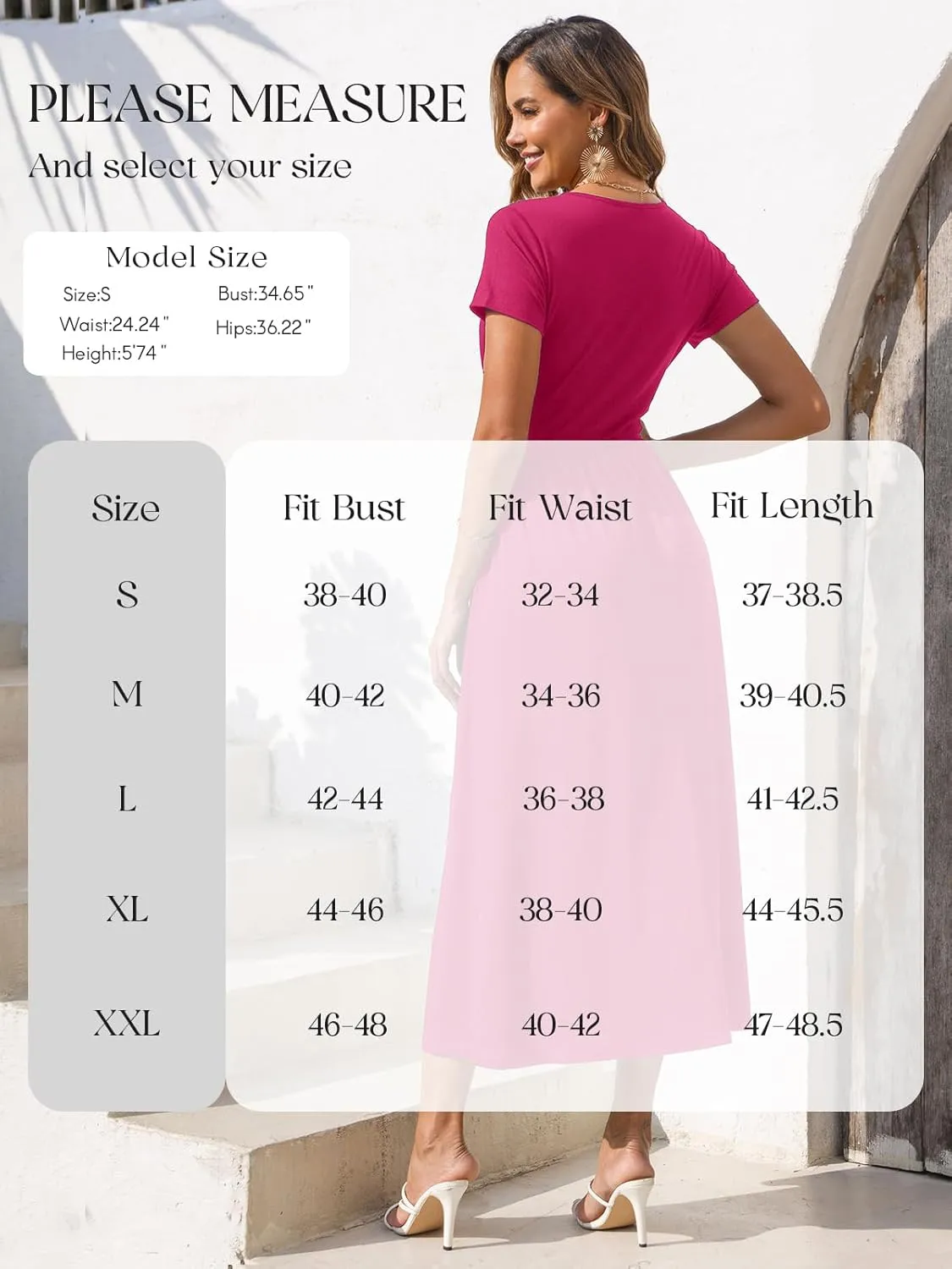 Gracyoga Women's Summer Dresses 2025 Short Sleeve Maxi Dress Casual V Neck Flowy Sundress with Pockets