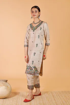 Gubbaro Handpainted Madhubani 'Maithili' Tussar Silk Pant