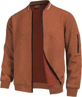 Hardaddy Men's Lightweight Bomber Jacket Textured Casual Varsity Coat