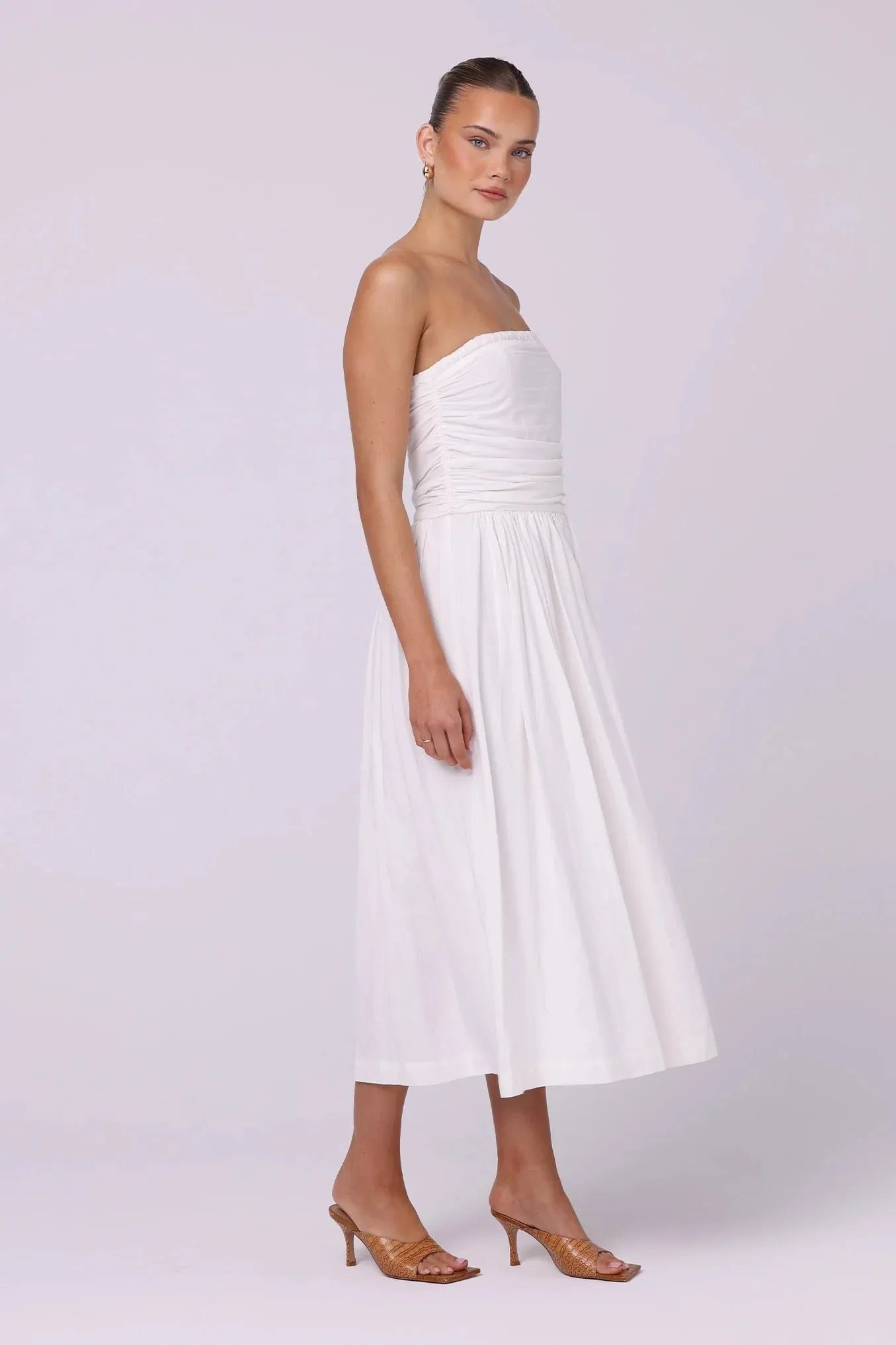Isabelle Quinn Adessa Linen Midi Dress - White
