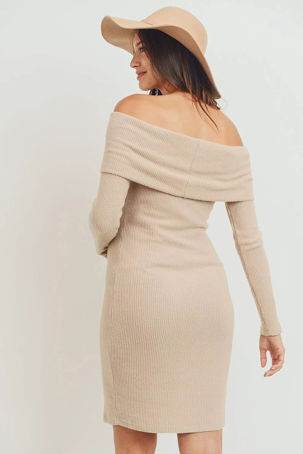 LaClef Women's Off Shoulder Sweater Knit Maternity Dress