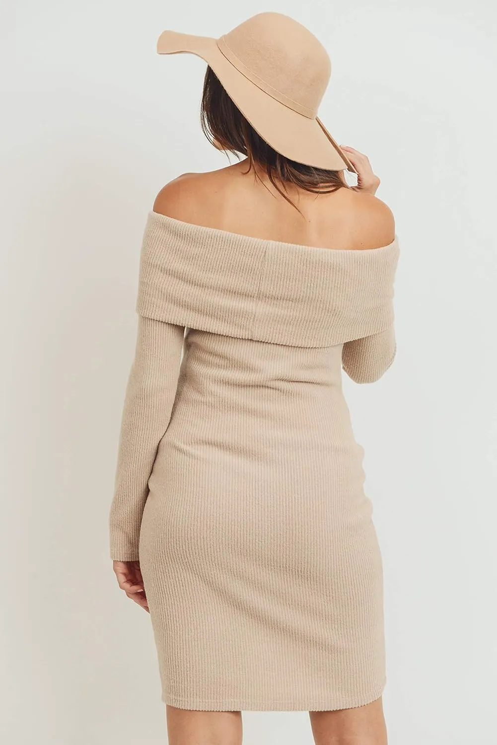 LaClef Women's Off Shoulder Sweater Knit Maternity Dress