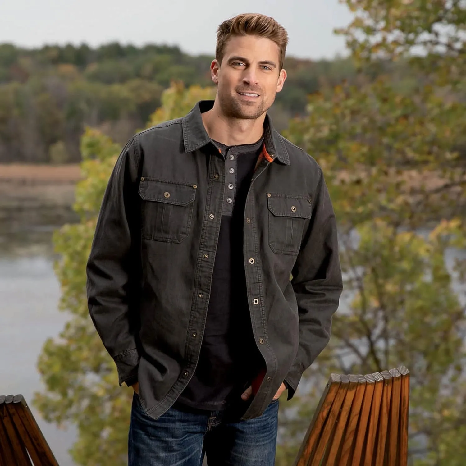 Legendary Whitetails Journeyman Shirt Jacket, Flannel Lined Shacket for Men, Water-Resistant Coat Rugged Fall Clothing