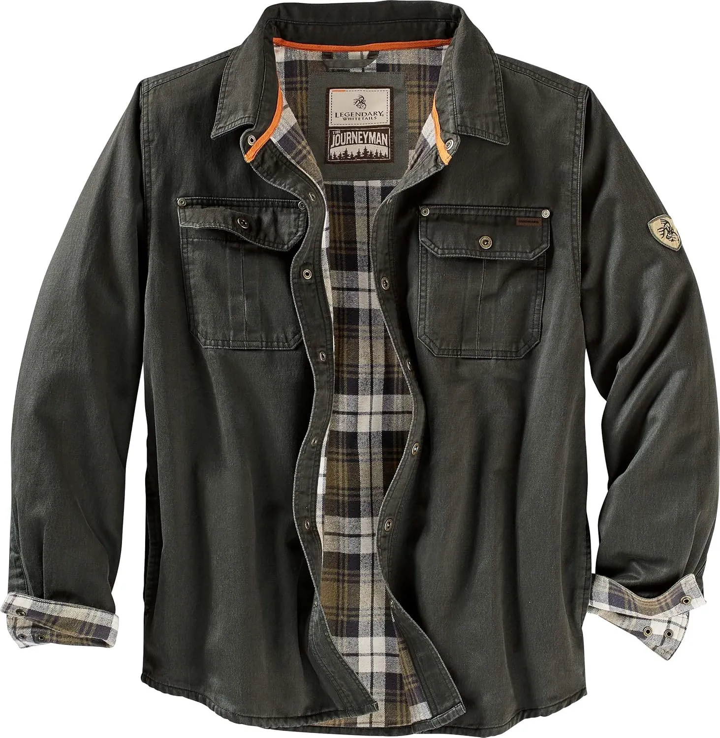 Legendary Whitetails Journeyman Shirt Jacket, Flannel Lined Shacket for Men, Water-Resistant Coat Rugged Fall Clothing