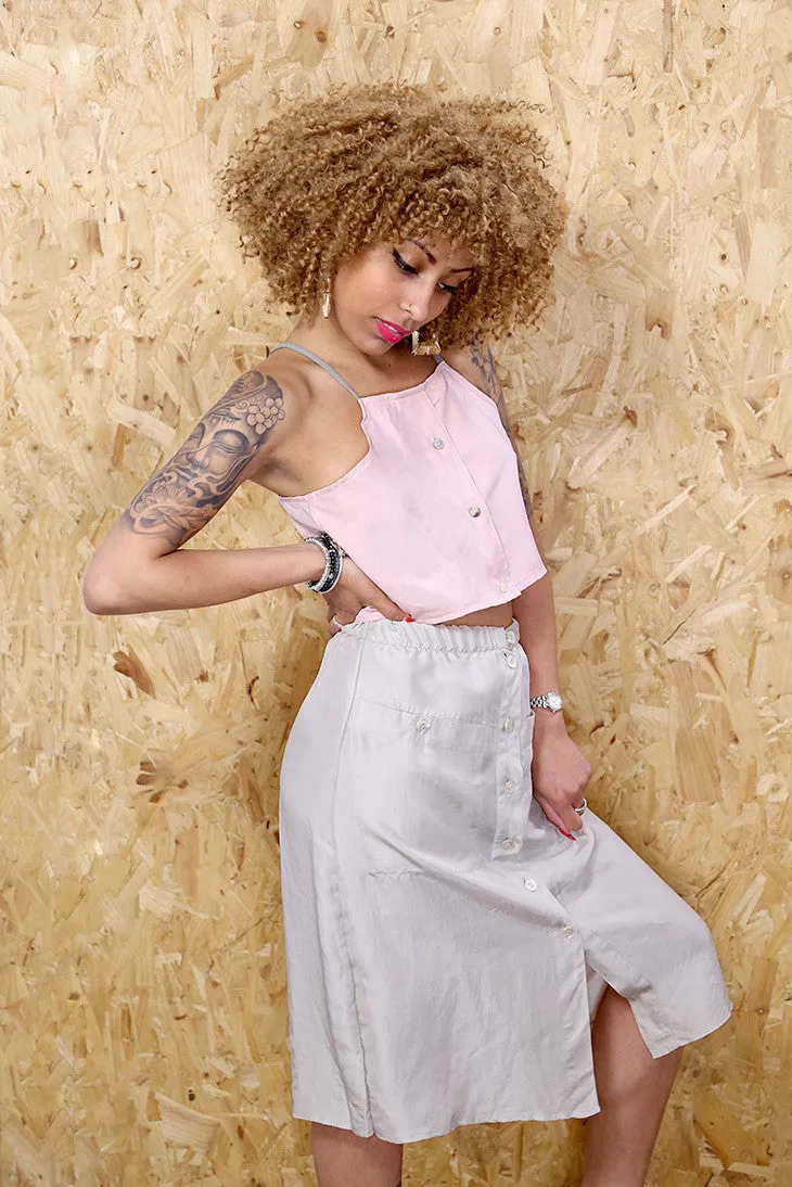 LOOT LABEL Oat Silk Midi  Skirt