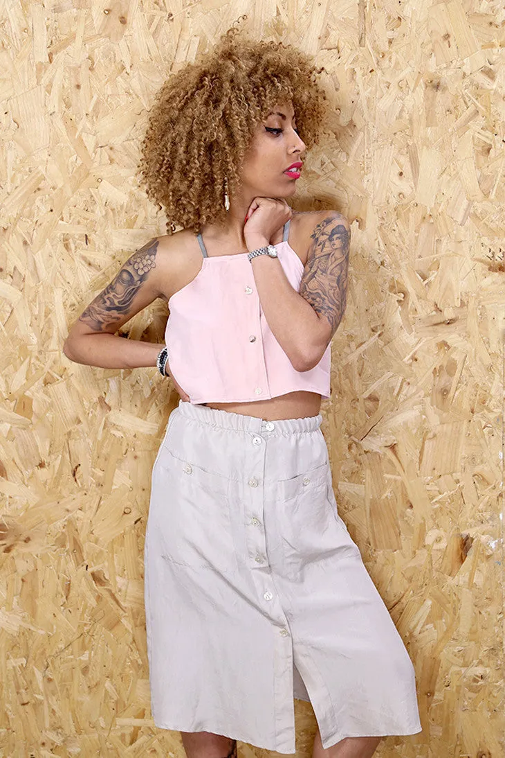 LOOT LABEL Oat Silk Midi  Skirt
