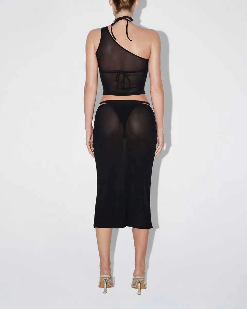 Mesh Midi Skirt | Black