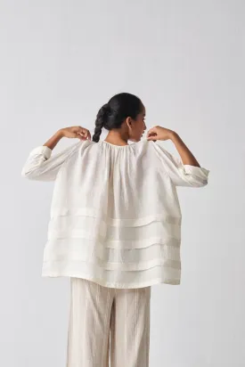Multi Pleat Top - Ivory