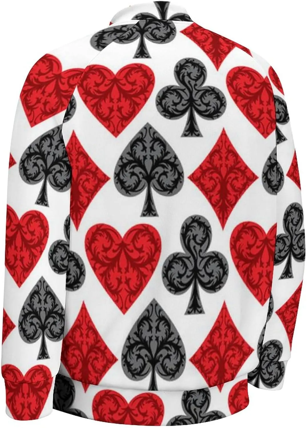 Playing Card Poker Mens Baseball Jacket Long Sleeve Casual Coat Bomber Jacket Unisex Streetwear