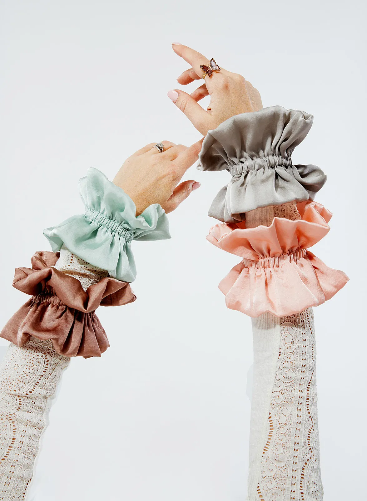 Ruffle Silk Series Scrunchie | Silky Satin Chiffon | Luxury Designer Hair Scrunchies | Handmade