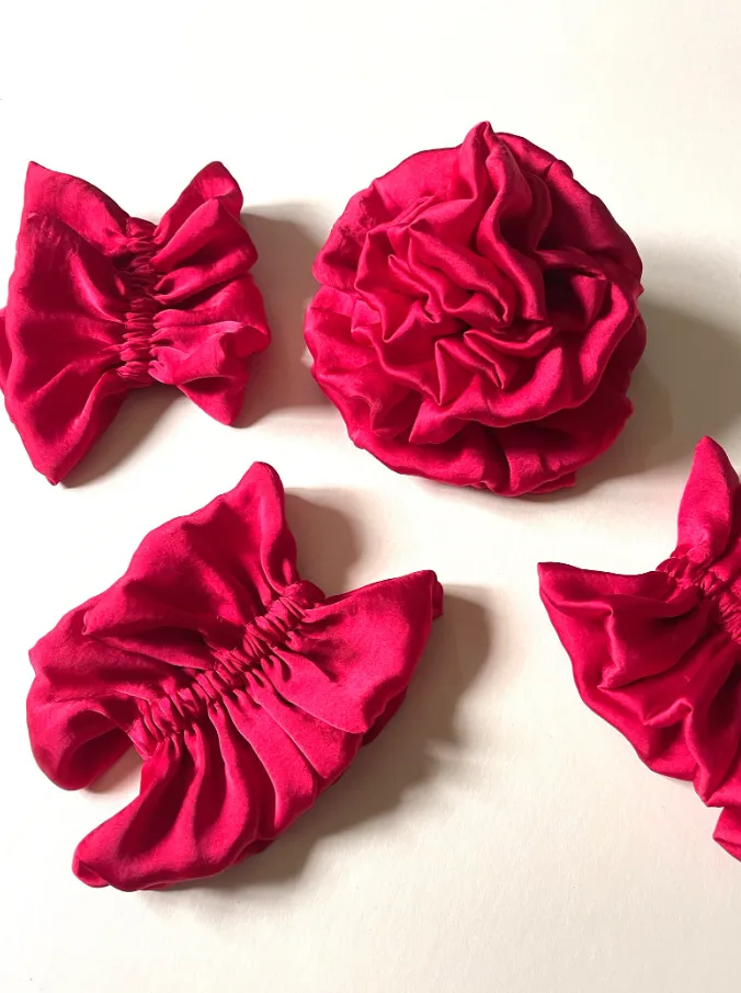 Ruffle Silk Series Scrunchie | Silky Satin Chiffon | Luxury Designer Hair Scrunchies | Handmade