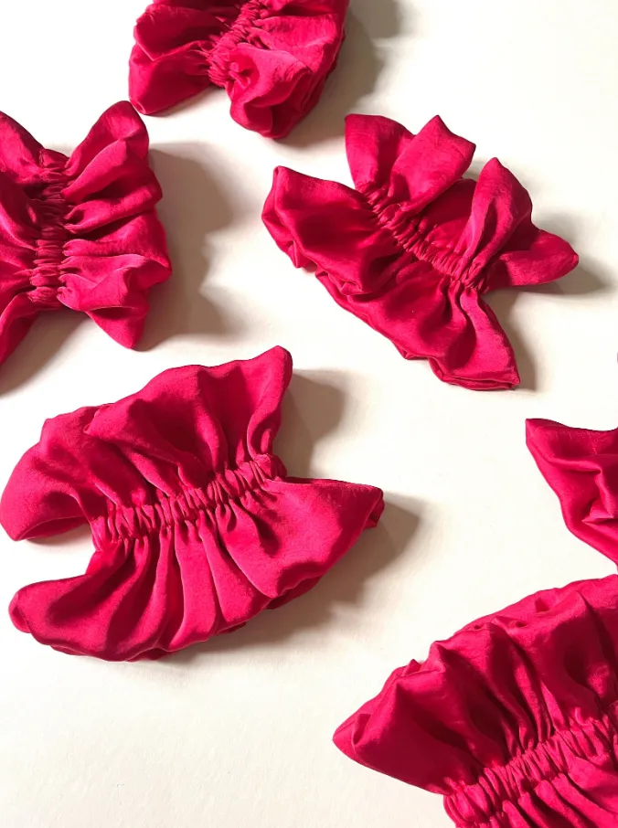 Ruffle Silk Series Scrunchie | Silky Satin Chiffon | Luxury Designer Hair Scrunchies | Handmade