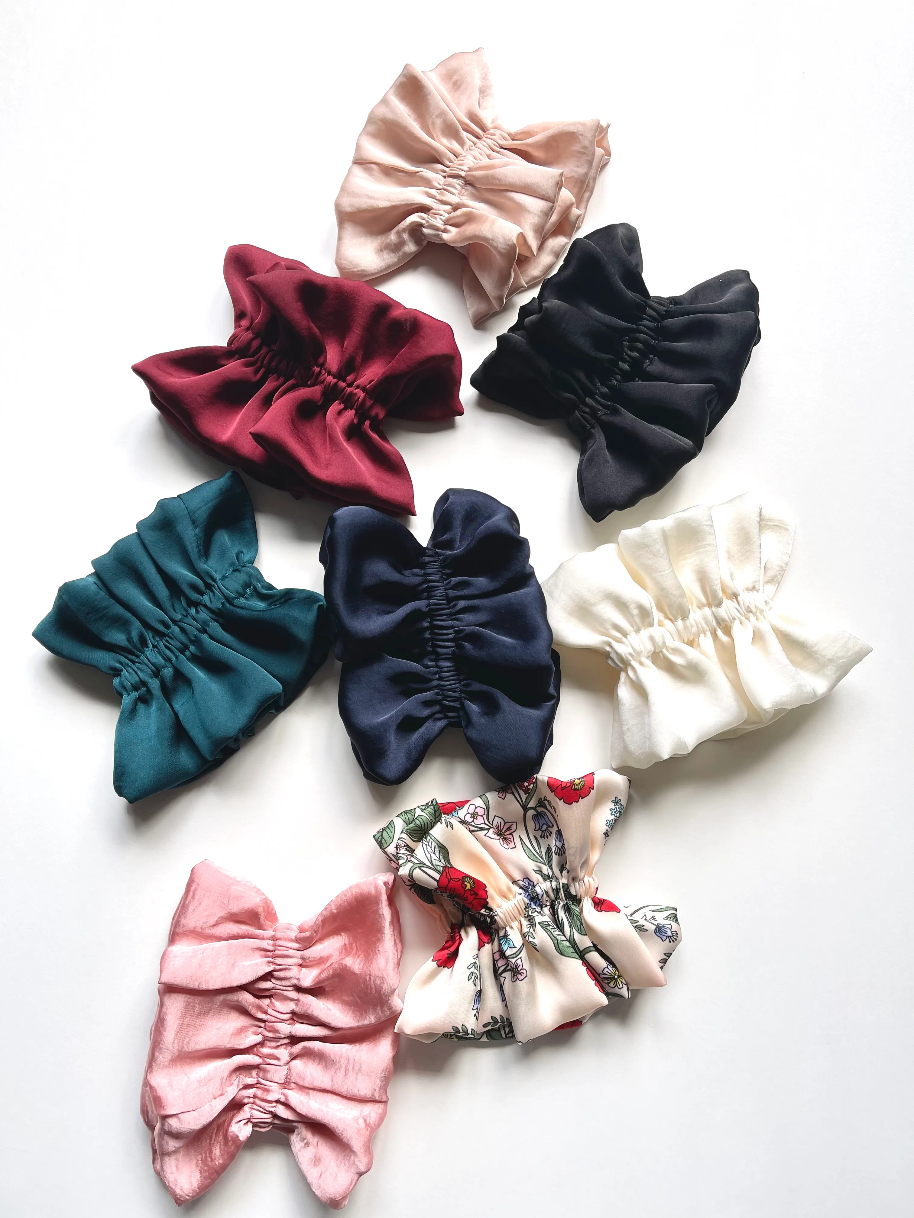 Ruffle Silk Series Scrunchie | Silky Satin Chiffon | Luxury Designer Hair Scrunchies | Handmade