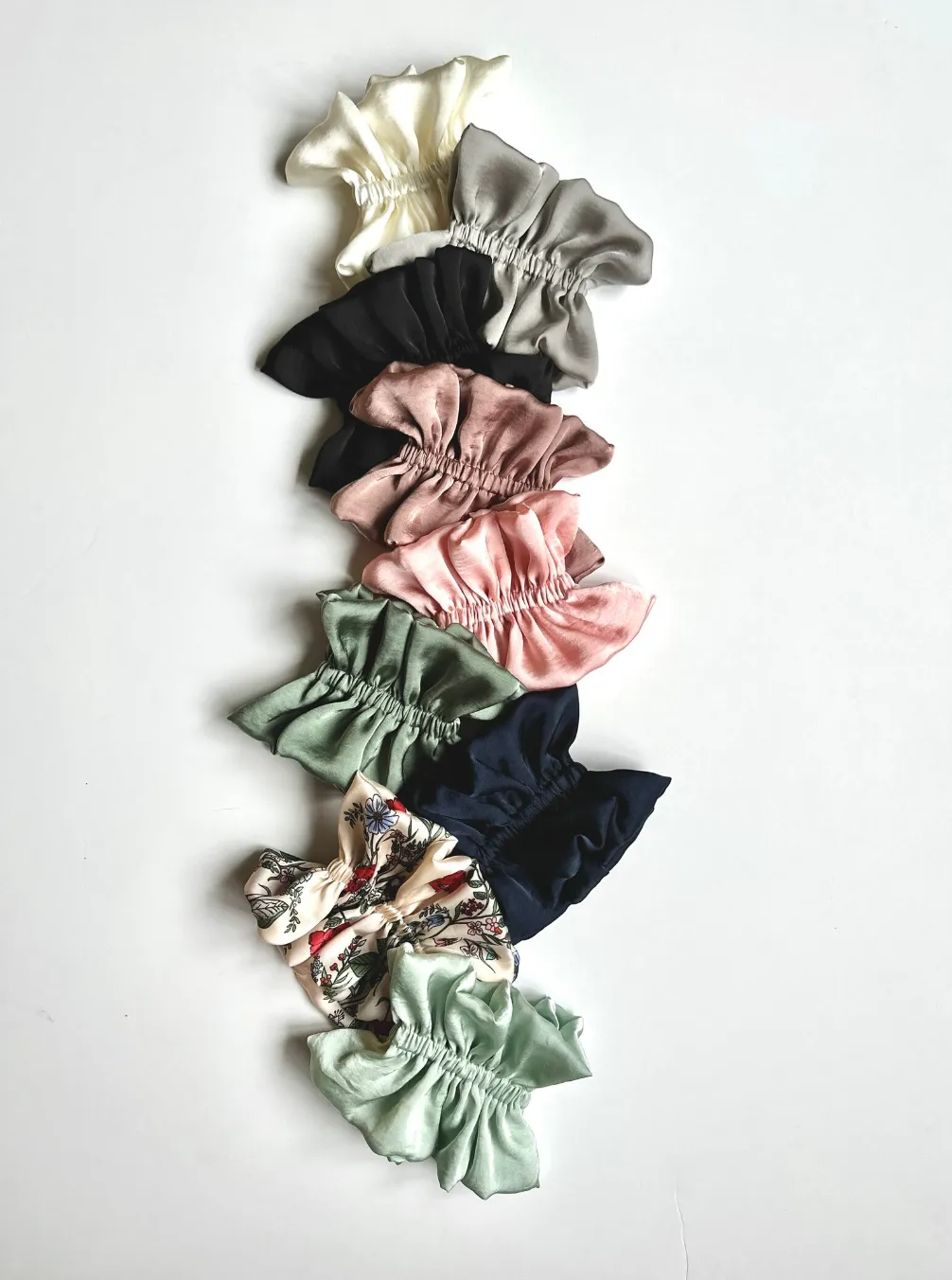 Ruffle Silk Series Scrunchie | Silky Satin Chiffon | Luxury Designer Hair Scrunchies | Handmade