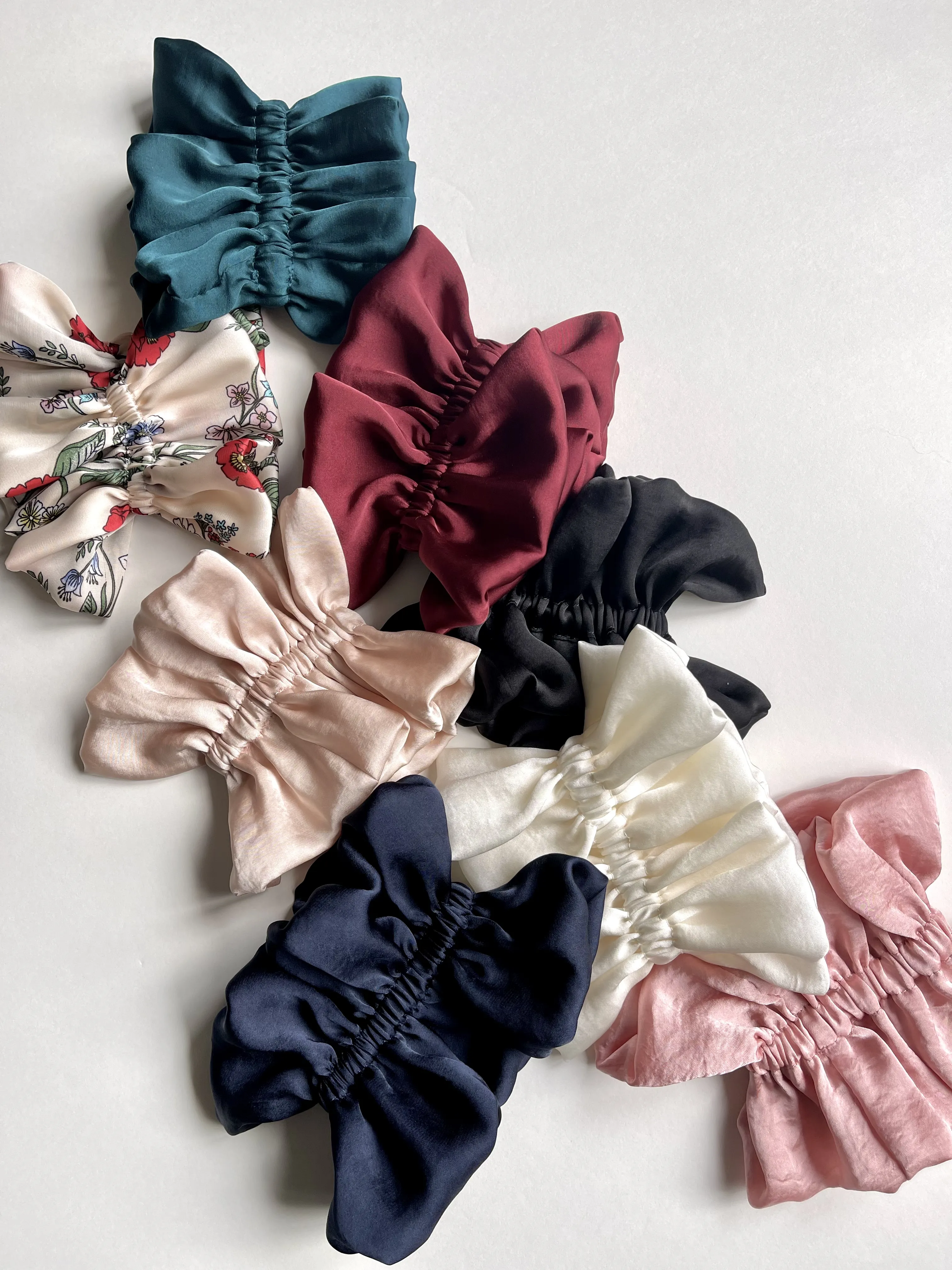 Ruffle Silk Series Scrunchie | Silky Satin Chiffon | Luxury Designer Hair Scrunchies | Handmade
