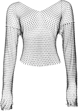 Sheer Long Sleeve Tops for Women Plus Size Tight Rhinestone See Through Mesh Crop Top Off Shoulder V Neck