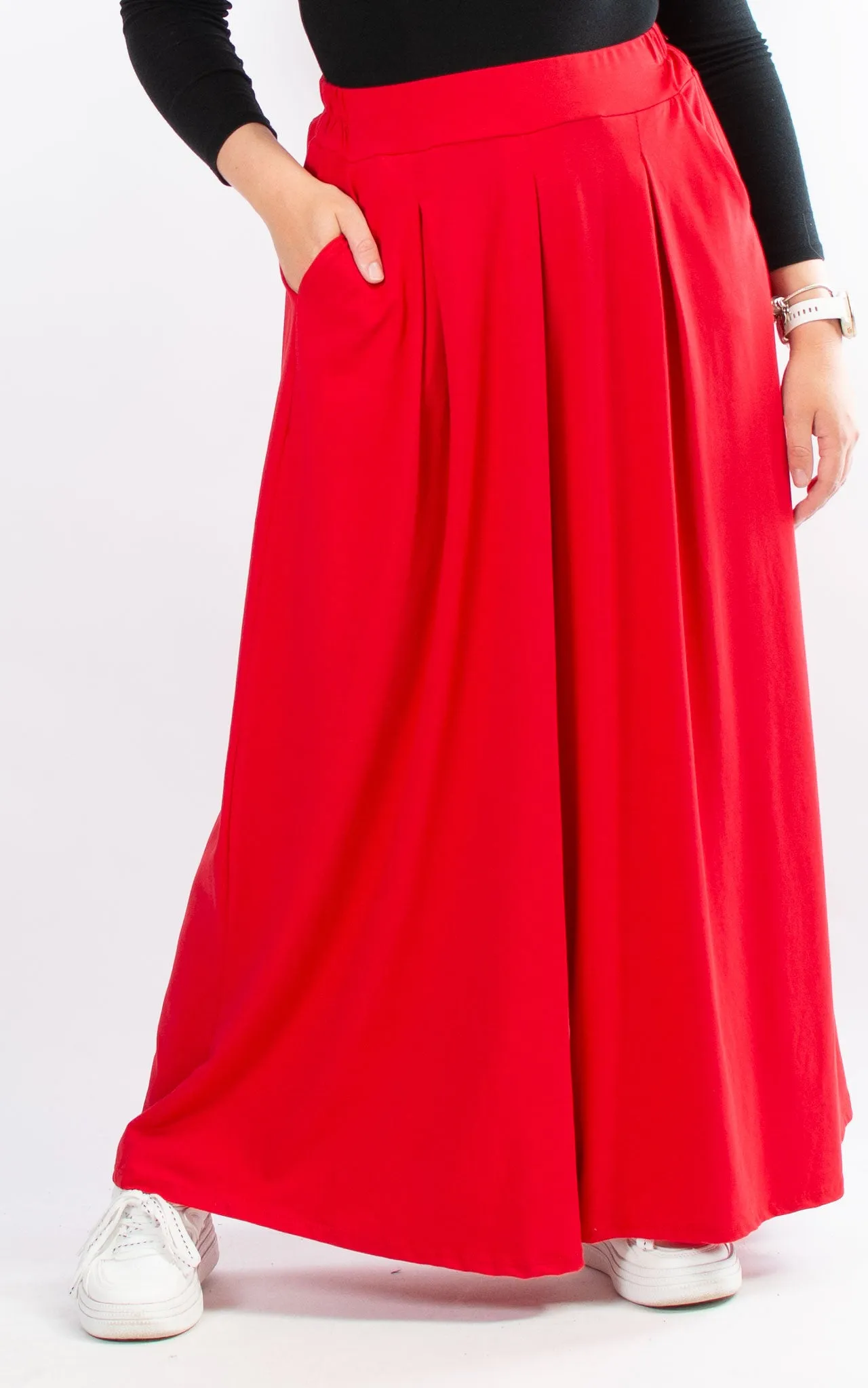 Sue Wide Leg Trousers | Red