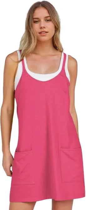 Summer Mini Dresses for Women 2025 Casual Short Sundress Workout Tennis Athletic Dress with Built in Shorts